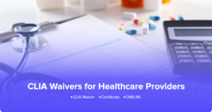 A healthcare provider performing a point-of-care test, representing the role of CLIA waivers in clinical practice.