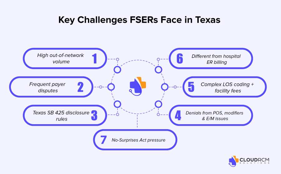 Key challenges faced by FSERs in Texas healthcare industry.
