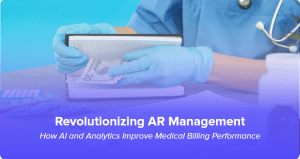 A medical billing ar aging analytics dashboard tracking a 64% reduction in outstanding 90-day multi-specialty claims through automated revenue cycle management workflows.